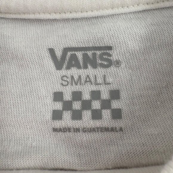 Vans Long Sleeve White Checkerboard Rose Graphic Tee Small Cropped - Picture 3 of 4